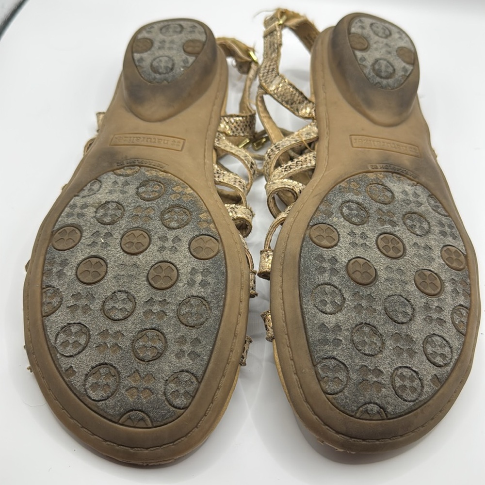 Naturalizer WHIMSY Ghillie Sandals Flat Snakeskin Beige Gold Size 9 - Picture 12 of 12